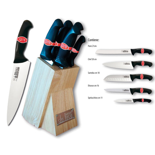 DE LUCA - Coltello Cucina Linea 'Horeca' In Ceppo Massello 5 Pezz