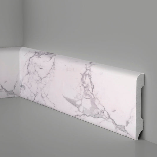 Battiscopa in Polimero 85x14x2000 mm - Effetto Marmo Bianco Carrara - ARD