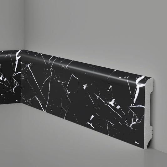 Battiscopa in Polimero 85x14x2000 mm - Effetto Marmo Nero Marquinia - ARD