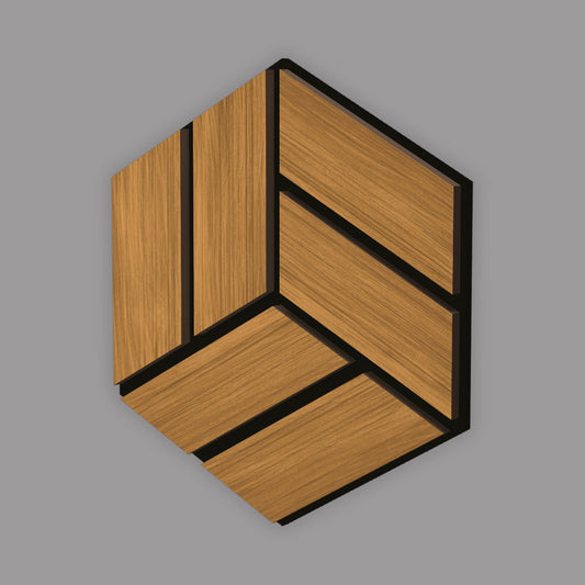 Pannello Acustico Esagonale in MDF 300x260 mm - Teak - ARD