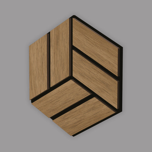 Pannello Acustico Esagonale in MDF 300x260 mm - Light Walnut - ARD